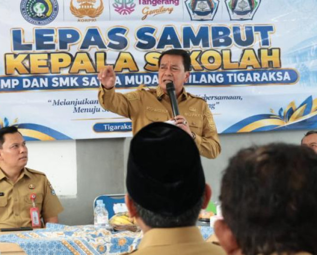 Hadiri Lepas Sambut Kepsek Satya Muda Gemilang, Bupati Tangerang Tekankan Inovasi dan Semangat Baru